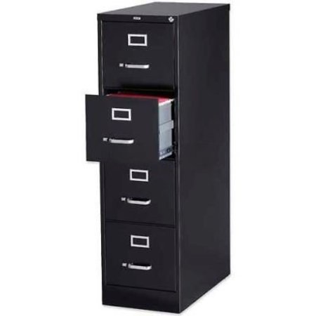 SP RICHARDS Lorell® 4-Drawer Heavy Duty Vertical File Cabinet, 15"W x 26-1/2"D x 52"H, Black LLR60191